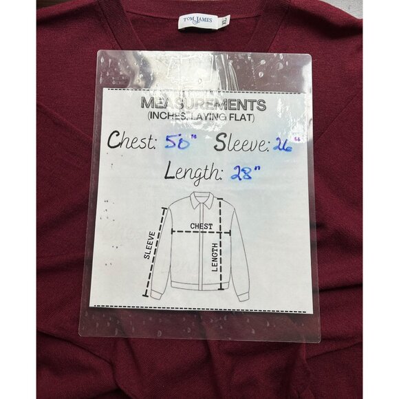 Tom James Sweater Mens XL 100% Merino Wool Burgundy Classic Knit Fall Winter - Picture 4 of 6